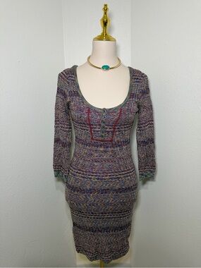 Free People Multicolor Knit Bodycon Sweater Dress | Medium